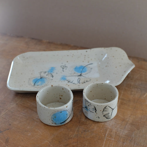 Coppia di tazzine per il caffè con vassoio - Ginko
