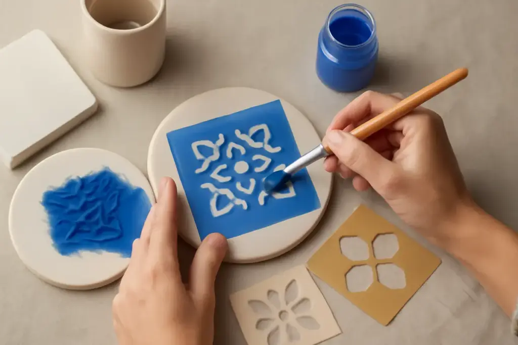 Come utilizzare mascherine e stencil nella decorazione ceramica? Consigli per motivi precisi senza sprechi